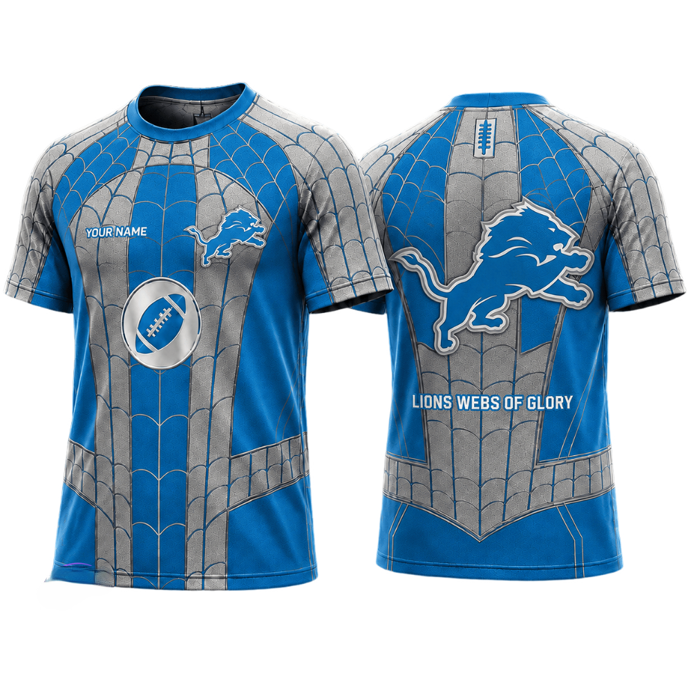 Silver Spider Web Detroit Lions Printed T-Shirt Main image