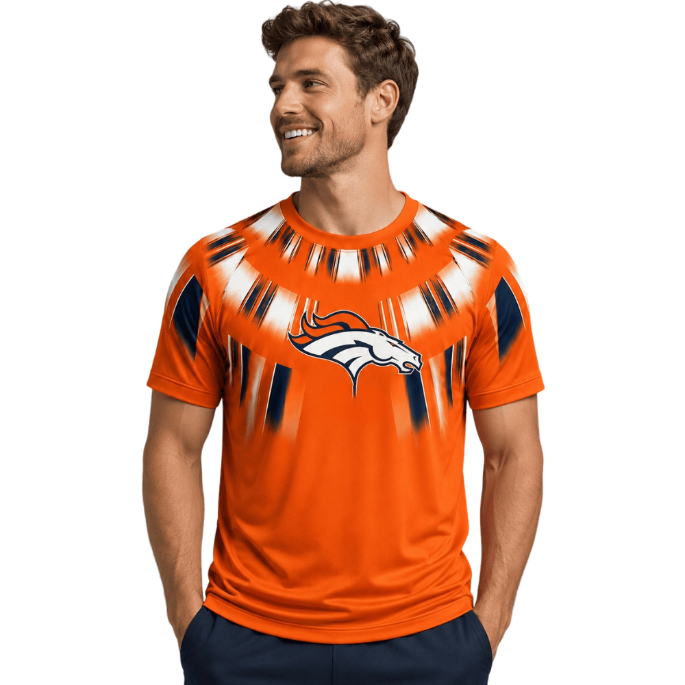 Denver Broncos Native Geometric Pattern Men's Short Sleeve Fan T‑Shirt