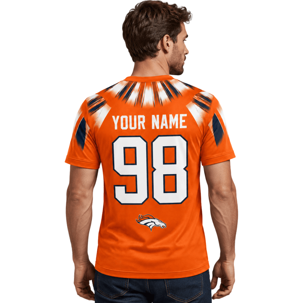 Denver Broncos Native Geometric Pattern Men's Short Sleeve Fan T‑Shirt
