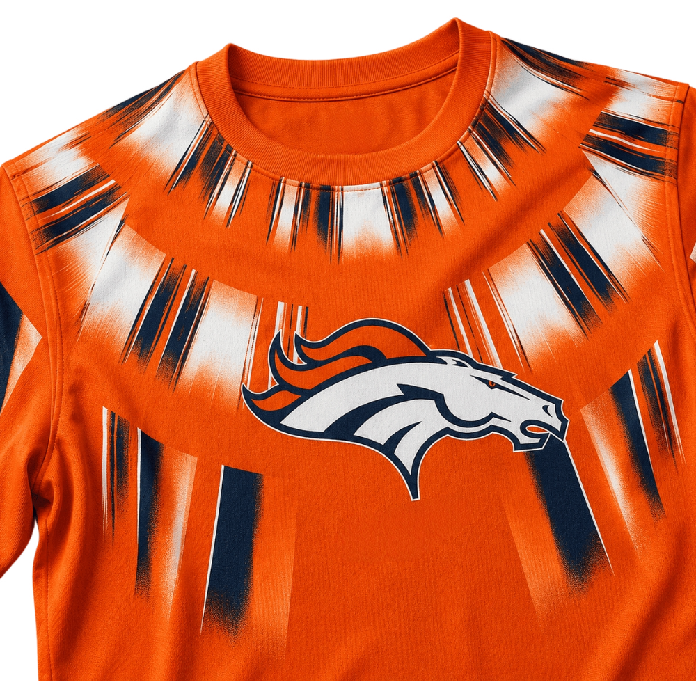 Denver Broncos Native Geometric Pattern Men's Short Sleeve Fan T‑Shirt