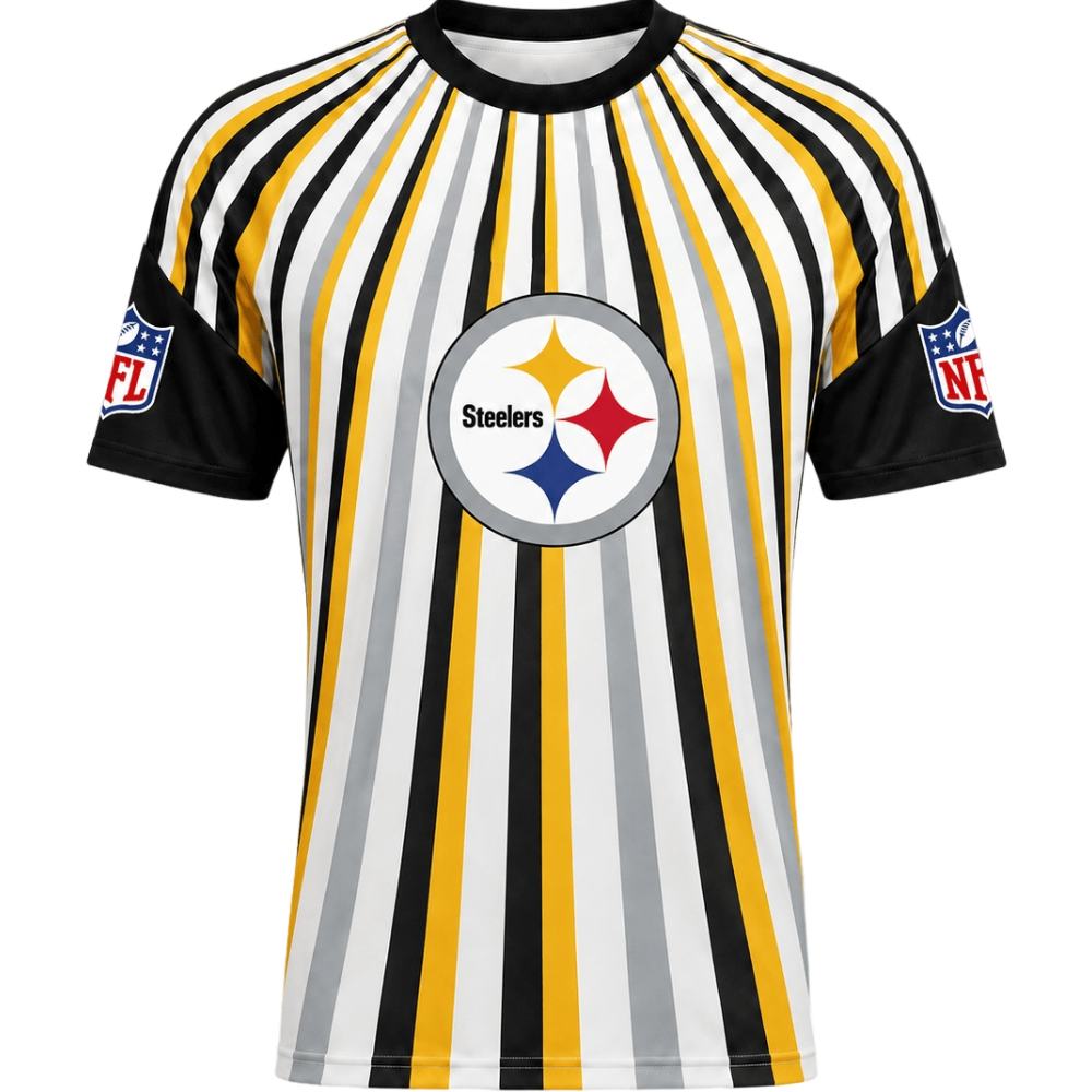 Pittsburgh Steelers Vertical Stripe & Geometric Mix Print Men's NFL Fan