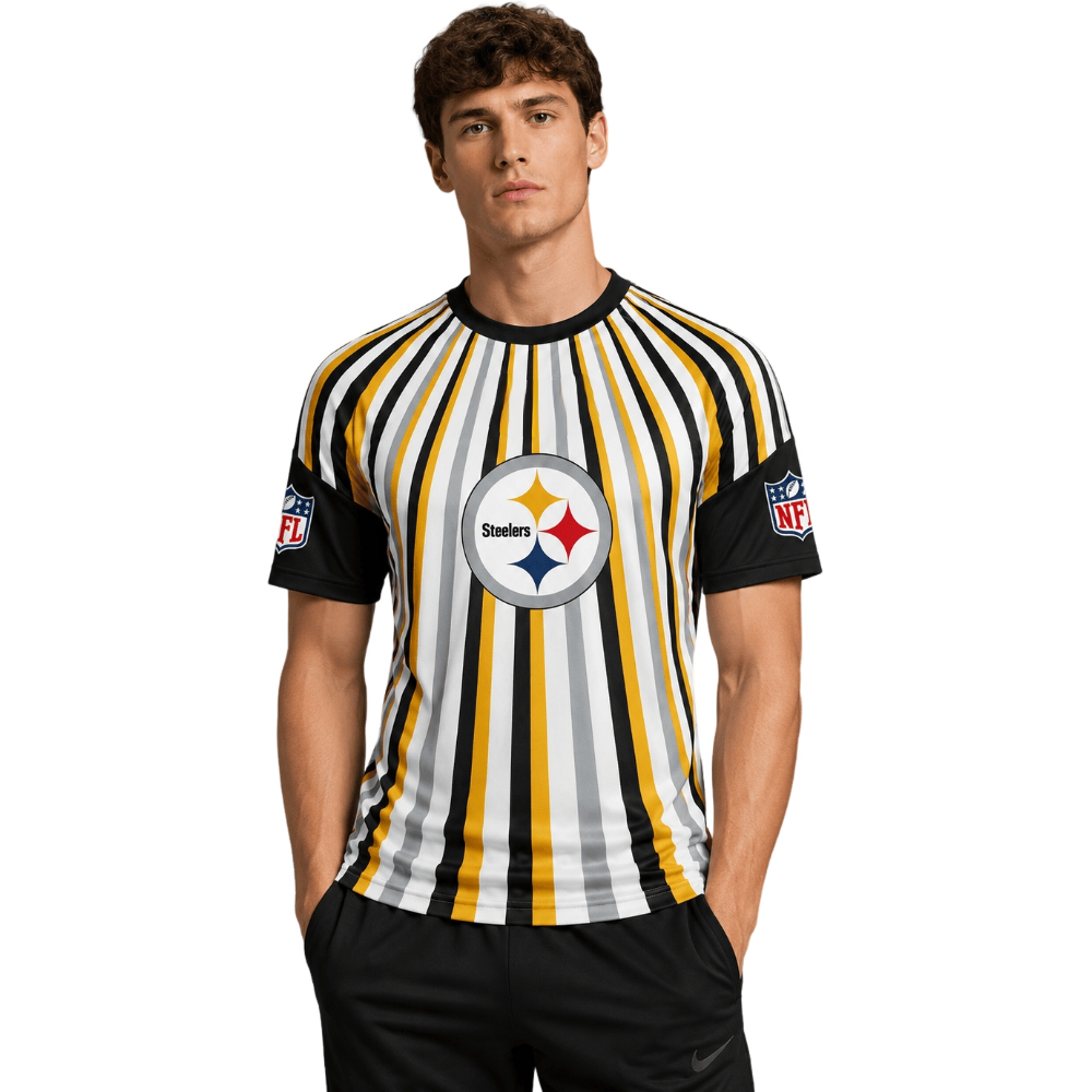 Pittsburgh Steelers Vertical Stripe & Geometric Mix Print Men's NFL Fan Secondary image