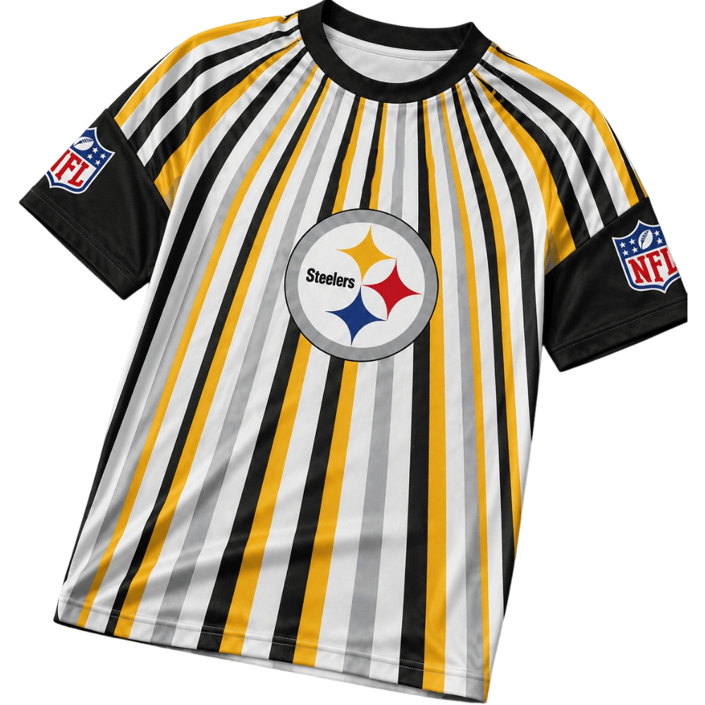Pittsburgh Steelers Vertical Stripe & Geometric Mix Print Men's NFL Fan