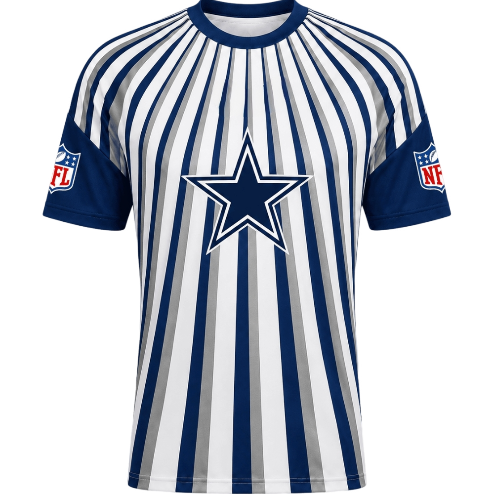 Dallas Cowboys Vertical Stripe Tribal Collar Men's NFL Fan Short Sleeve