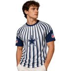 Dallas Cowboys Vertical Stripe Tribal Collar Men's NFL Fan Short Sleeve