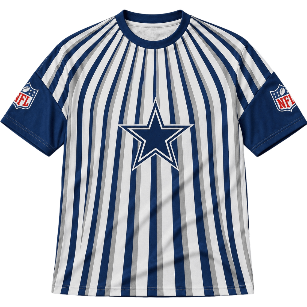 Dallas Cowboys Vertical Stripe Tribal Collar Men's NFL Fan Short Sleeve