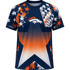 Denver Broncos Patriotic Star Gradient All‑Over Print Men's NFL Fan Short‑Sleeve T‑Shirt