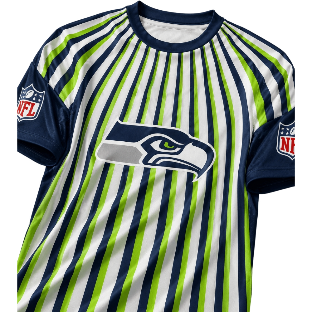 Seattle Seahawks Bold Vertical Stripe Men's Short‑Sleeve NFL Fan Jersey T‑Shirt