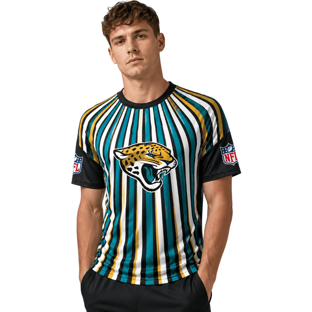 Jacksonville Jaguars Multi‑Color Vertical Stripe Men's Short‑Sleeve NFL Fan Jersey T‑Shirt