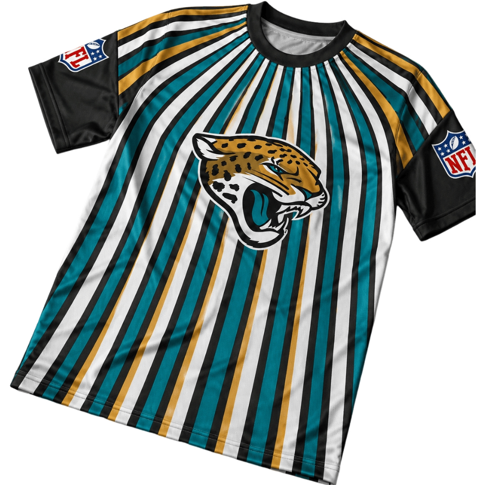 Jacksonville Jaguars Multi‑Color Vertical Stripe Men's Short‑Sleeve NFL Fan Jersey T‑Shirt