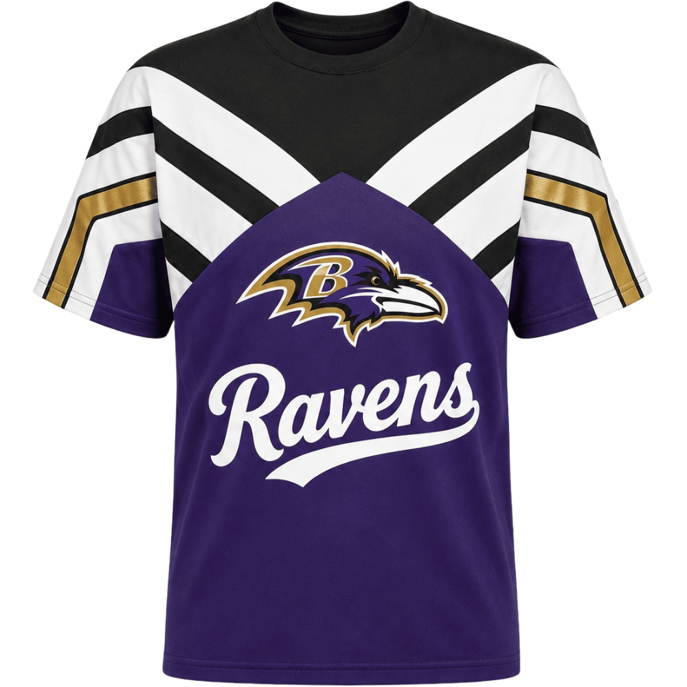 Baltimore Ravens Retro V‑Chevron Color Block Men's Short‑Sleeve NFL Fan T‑Shirt