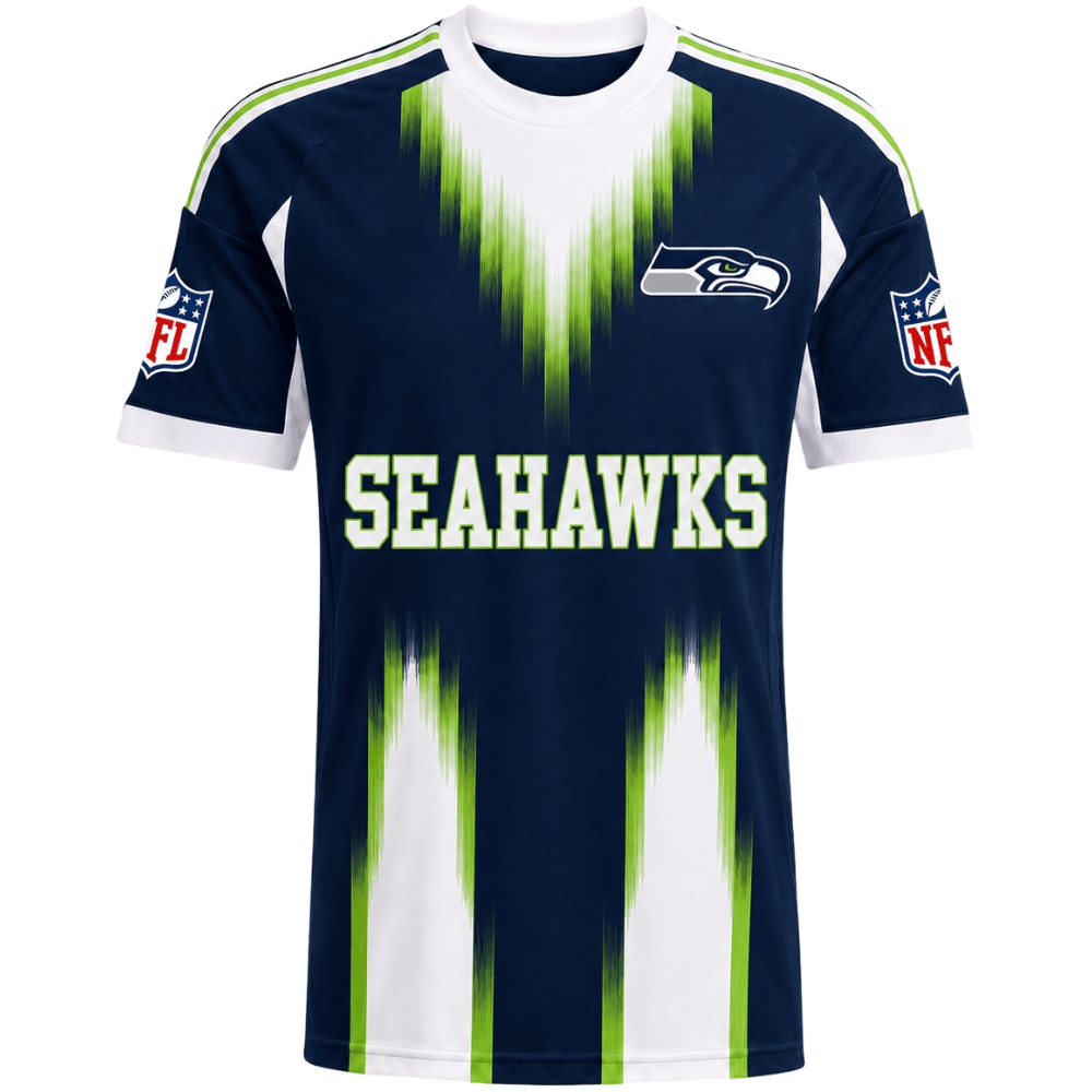 Seattle Seahawks Gradient Streak Vertical Print Men's Short‑Sleeve NFL Fan T‑Shirt
