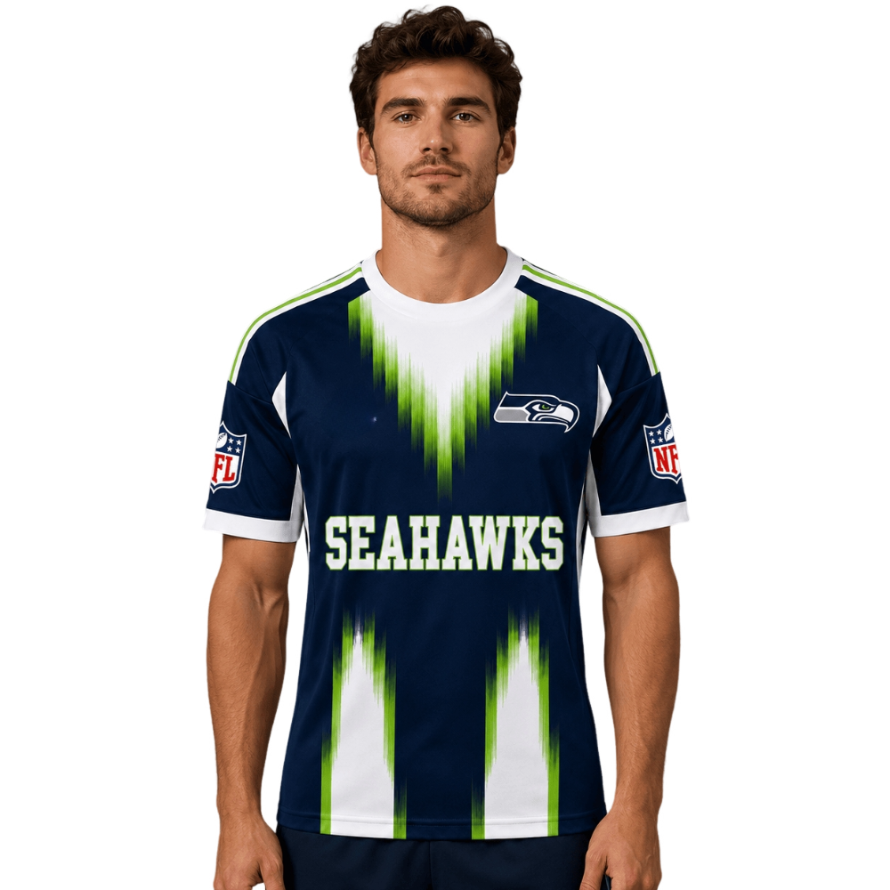 Seattle Seahawks Gradient Streak Vertical Print Men's Short‑Sleeve NFL Fan T‑Shirt
