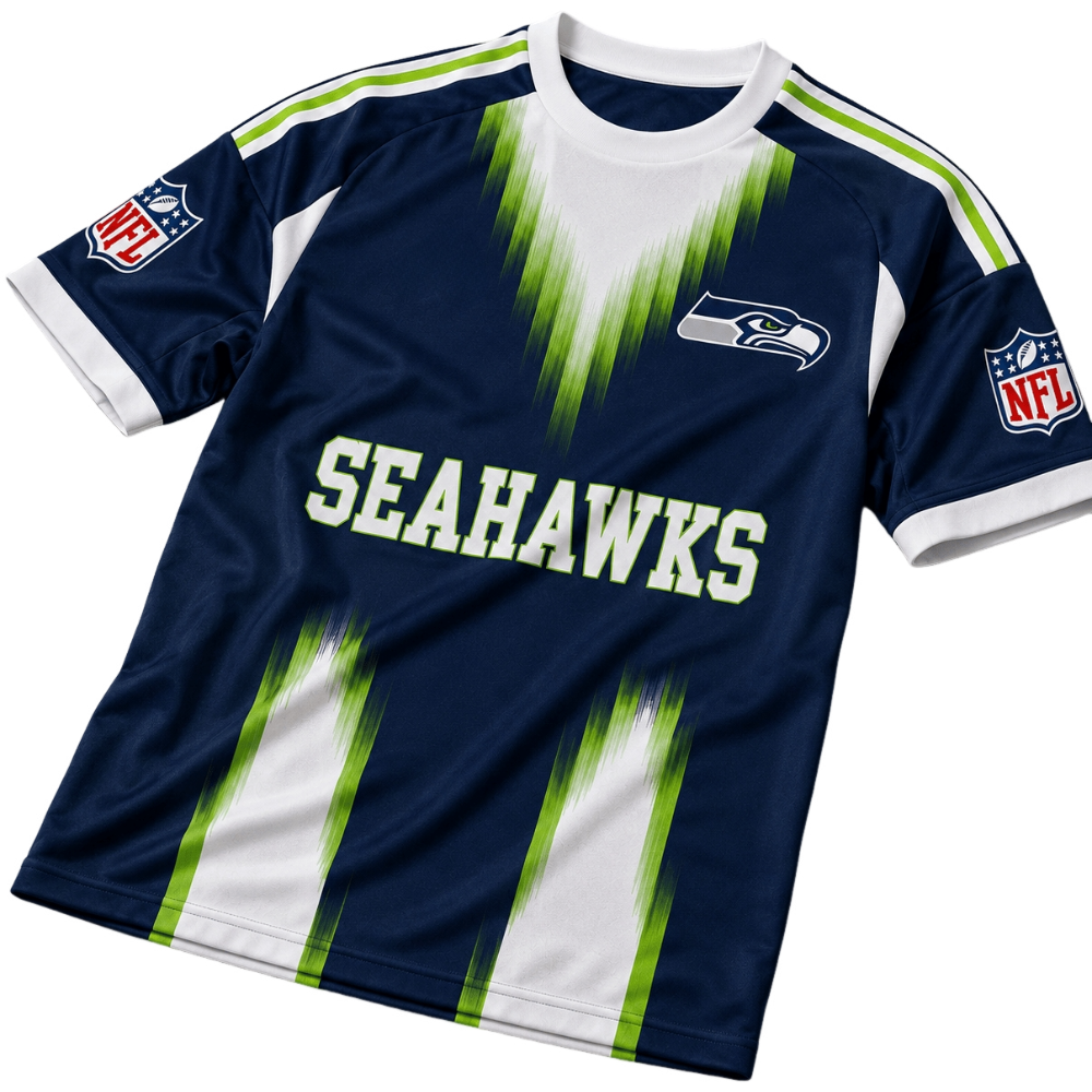 Seattle Seahawks Gradient Streak Vertical Print Men's Short‑Sleeve NFL Fan T‑Shirt