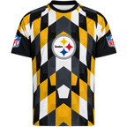 Pittsburgh Steelers Geometric Diamond Pattern All‑Over Print Men's Short‑Sleeve NFL Fan Jersey T‑Shirt