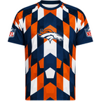 Denver Broncos Geometric Diamond Plaid Print Men's Short‑Sleeve NFL Fan Jersey T‑Shirt