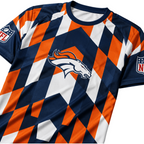 Denver Broncos Geometric Diamond Plaid Print Men's Short‑Sleeve NFL Fan Jersey T‑Shirt