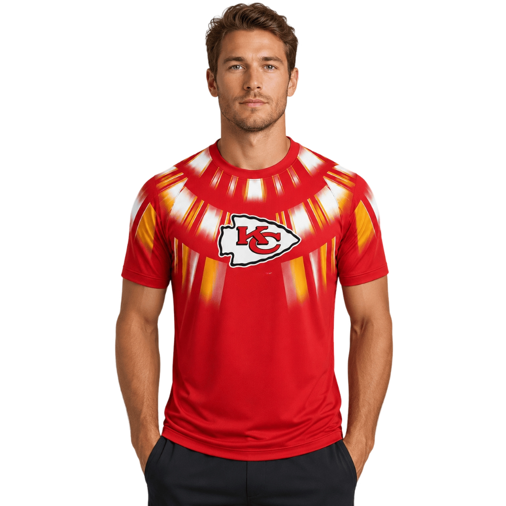 Kansas City Chiefs Shoulder Burst Radiant Print Custom Name Number Men's Short‑Sleeve Tshirt