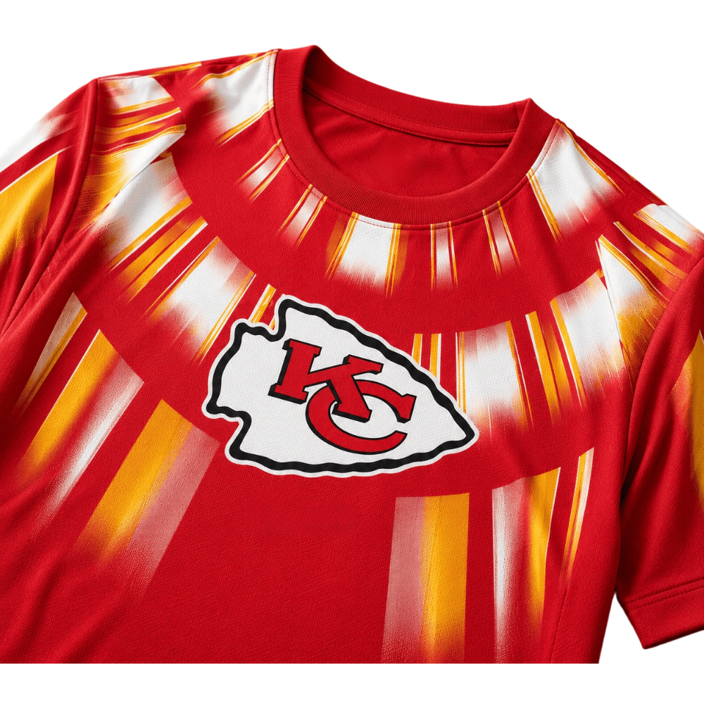 Kansas City Chiefs Shoulder Burst Radiant Print Custom Name Number Men's Short‑Sleeve Tshirt