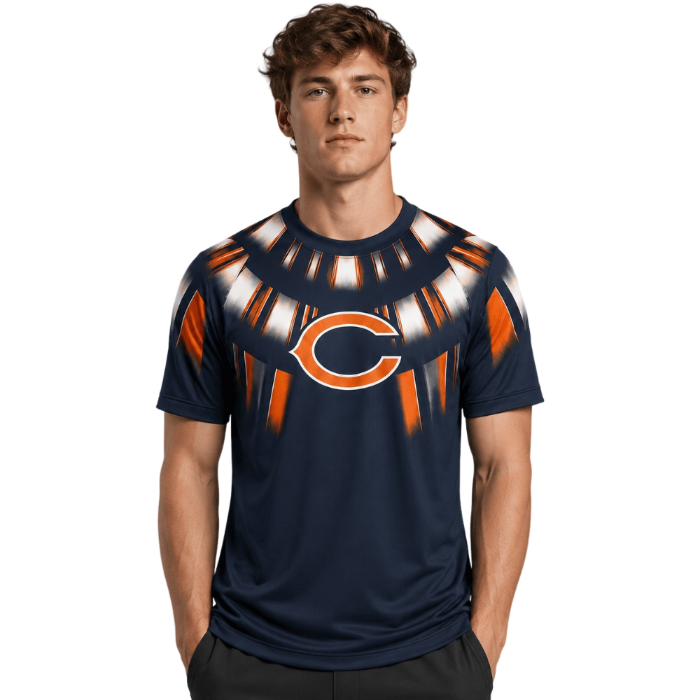 Chicago Bears Shoulder Burst Radiant Print Men's Short‑Sleeve NFL Fan T‑Shirt