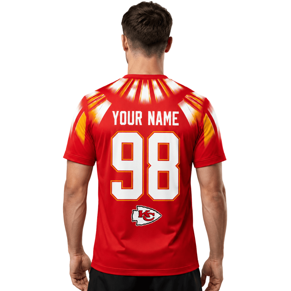 Kansas City Chiefs Shoulder Burst Radiant Print Custom Name Number Men's Short‑Sleeve Tshirt