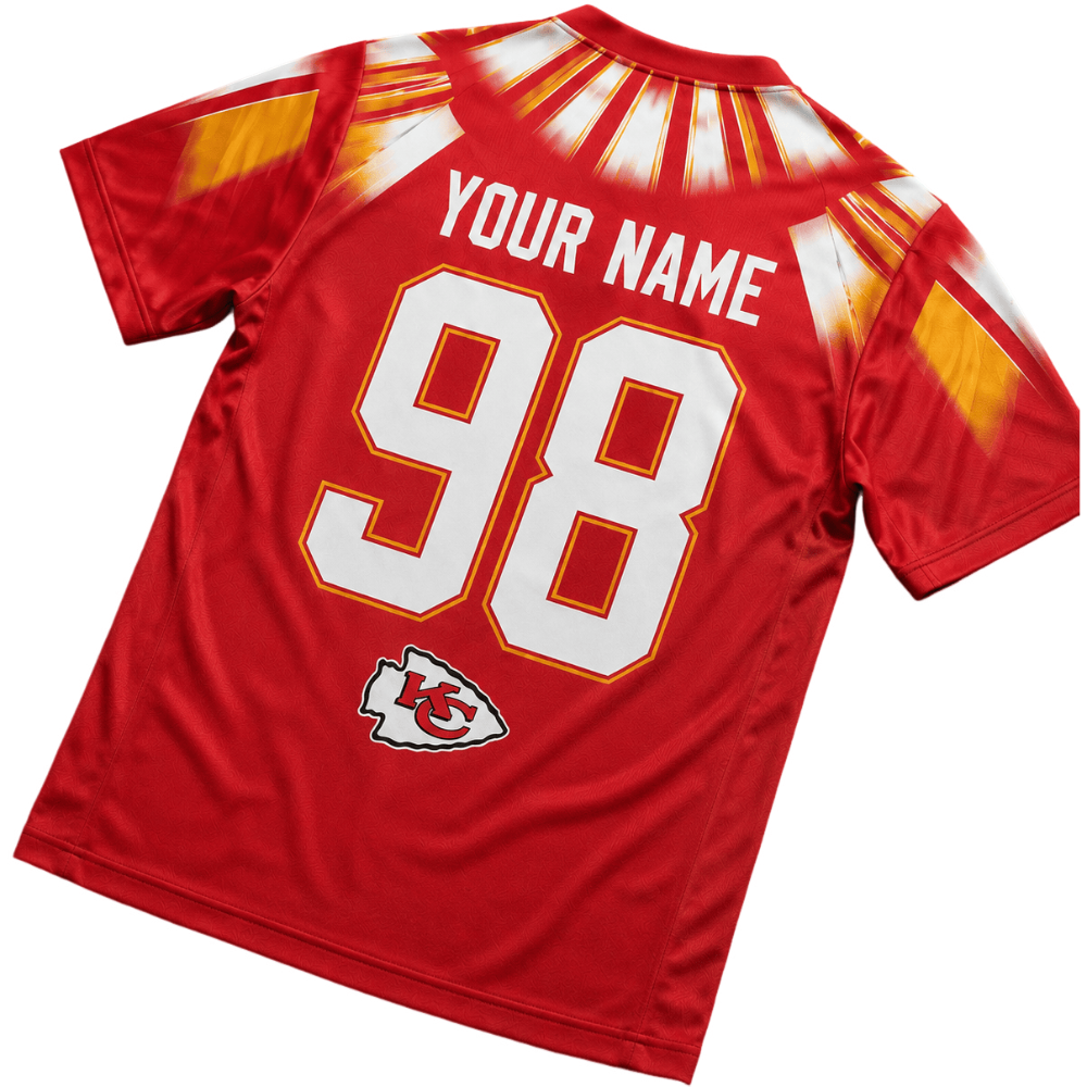 Kansas City Chiefs Shoulder Burst Radiant Print Custom Name Number Men's Short‑Sleeve Tshirt