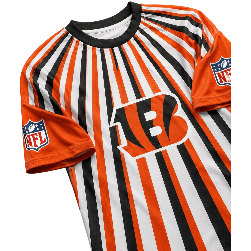 Cincinnati Bengals Radiating Vertical Stripe Print Men's Short‑Sleeve NFL Fan T‑Shirt