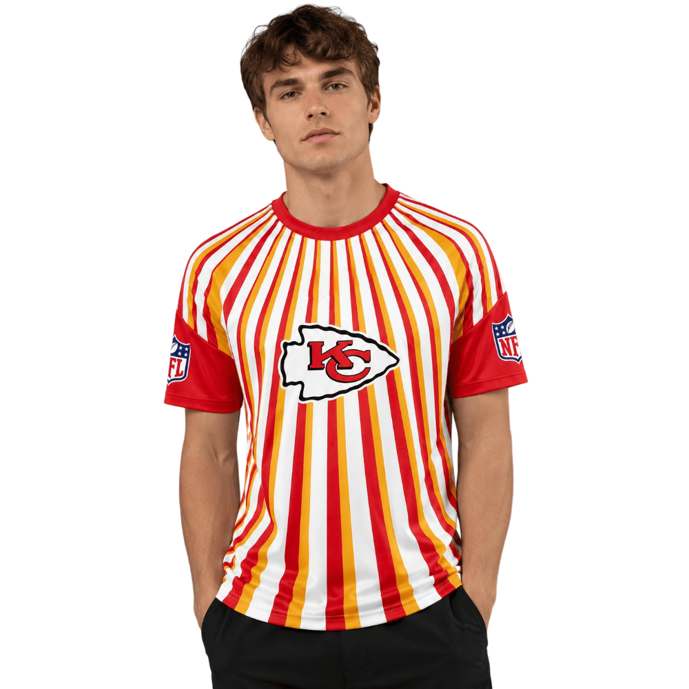 Kansas City Chiefs Radiating Vertical Stripe Print Men's Short‑Sleeve NFL Fan Jersey T‑Shirt Secondary image