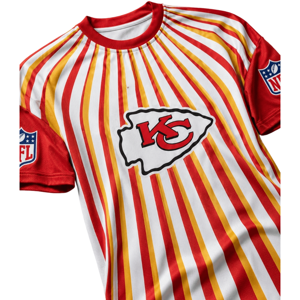 Kansas City Chiefs Radiating Vertical Stripe Print Men's Short‑Sleeve NFL Fan Jersey T‑Shirt
