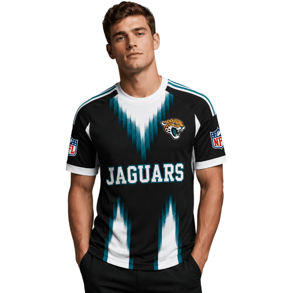 Jacksonville Jaguars Gradient Streak Vertical Print Men's Short‑Sleeve NFL Fan Jersey T‑Shirt