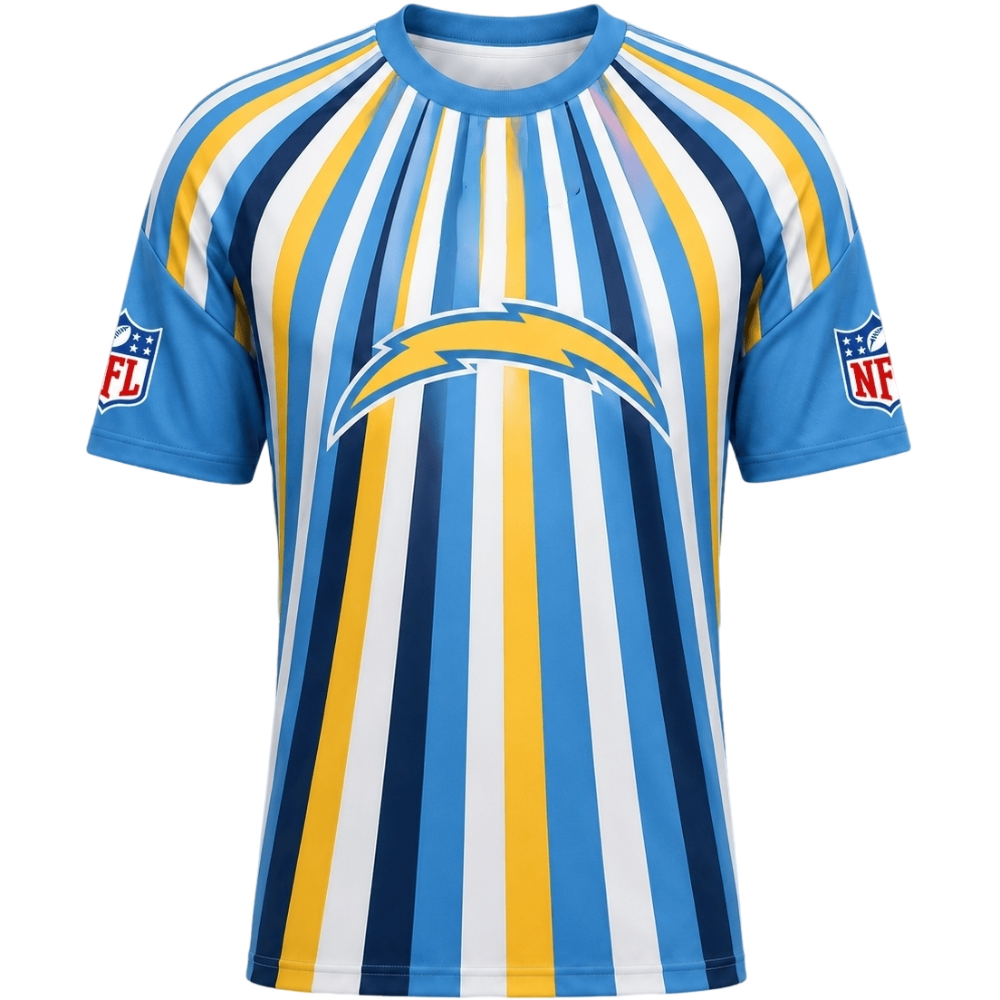Los Angeles Chargers Radiating Vertical Stripe Print Men's Short‑Sleeve NFL Fan Jersey T‑Shirt