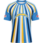 Los Angeles Chargers Radiating Vertical Stripe Print Men's Short‑Sleeve NFL Fan Jersey T‑Shirt