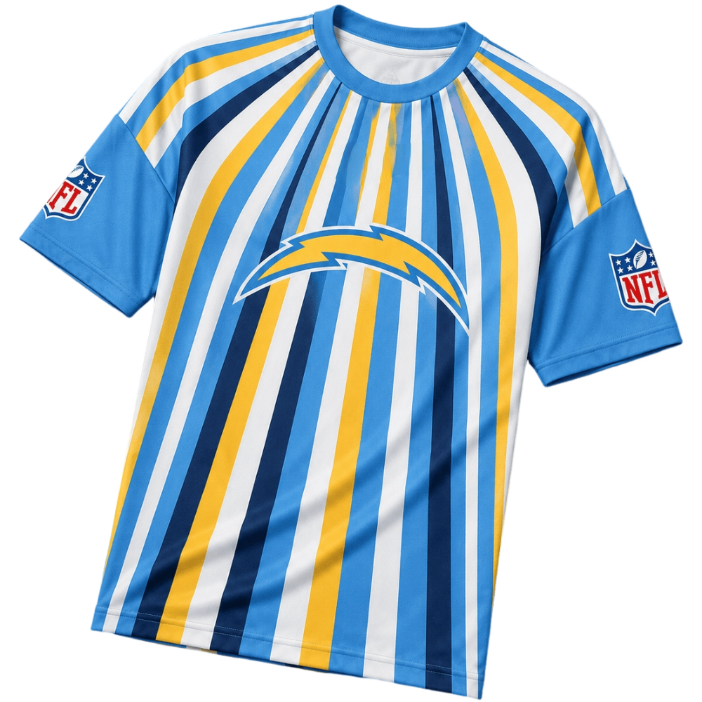 Los Angeles Chargers Radiating Vertical Stripe Print Men's Short‑Sleeve NFL Fan Jersey T‑Shirt