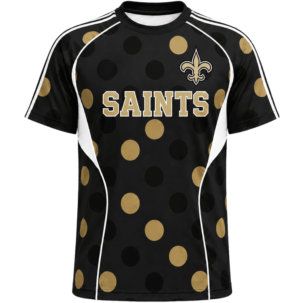 New Orleans Saints Gold Polka Dot Casual Fan T-Shirt
