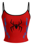 Red Spider Cami Top Spiderweb Baggy Pants Two Piece Set