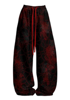 Red Spider Cami Top Spiderweb Baggy Pants Two Piece Set