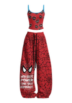 Heart Spider Quote Print Top & Elasticated Trousers Two-Piece Set