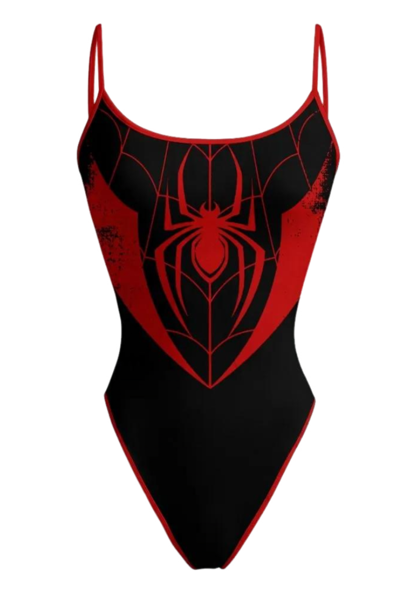 Grunge Red Spider Two Tone One Piece Bathing Suit