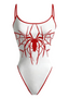 Red Outline Spider Web One Piece Bathing Suit