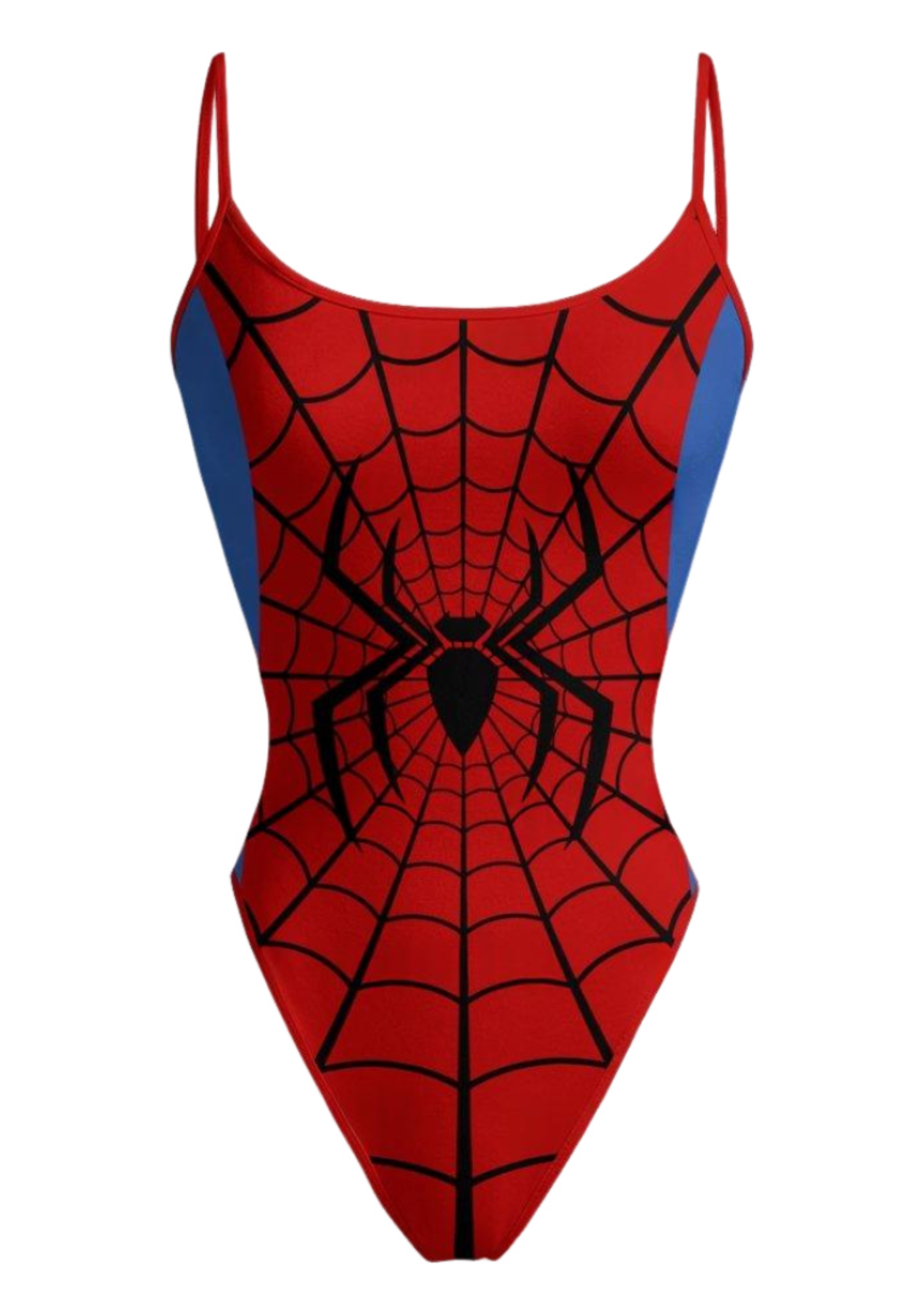 Classic Red Blue Spider Web One Piece Bathing Suit