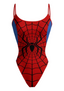 Classic Red Blue Spider Web One Piece Bathing Suit