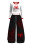 Streetwear Spider Print Top & Elasticated Trousers Two-Piece Set