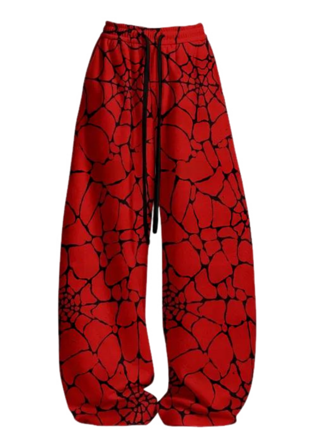 Classic Red Spider Web Top & Elasticated Trousers Two-Piece Set