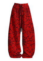 Classic Red Spider Web Top & Elasticated Trousers Two-Piece Set