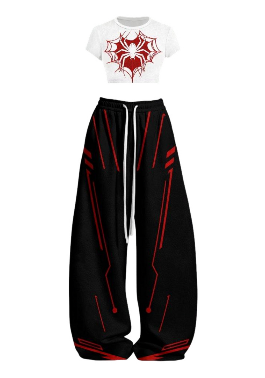 Cyber Spider Streetwear Top & Elasticated Trousers Two-Piece Set