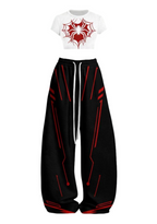 Cyber Spider Streetwear Top & Elasticated Trousers Two-Piece Set