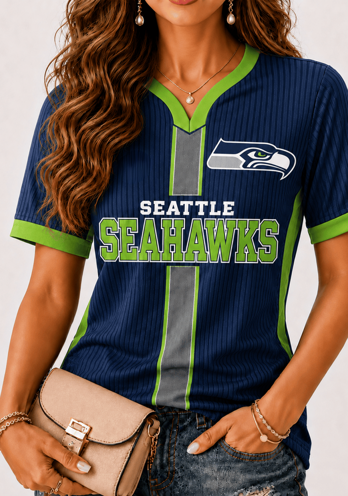 Women Seattle Seahawks Team Game‑Day V‑Neck T‑Shirt