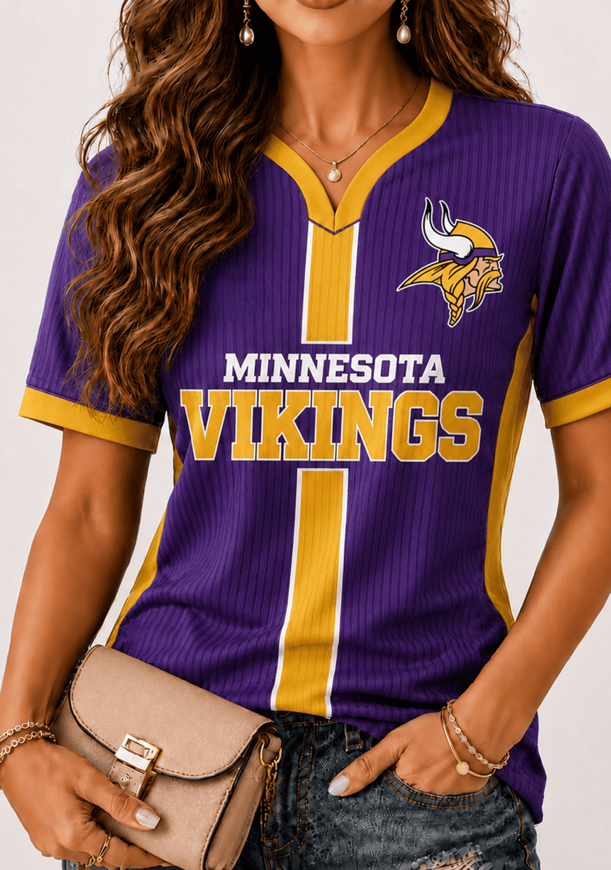 Women Minnesota Vikings Game‑Day V‑Neck T‑Shirt