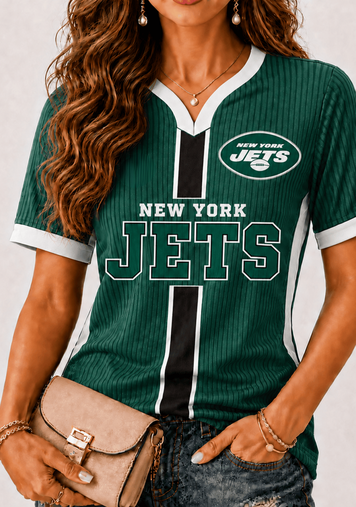 Women New York Jets Logo Game‑Day V‑Neck T‑Shirt Main image