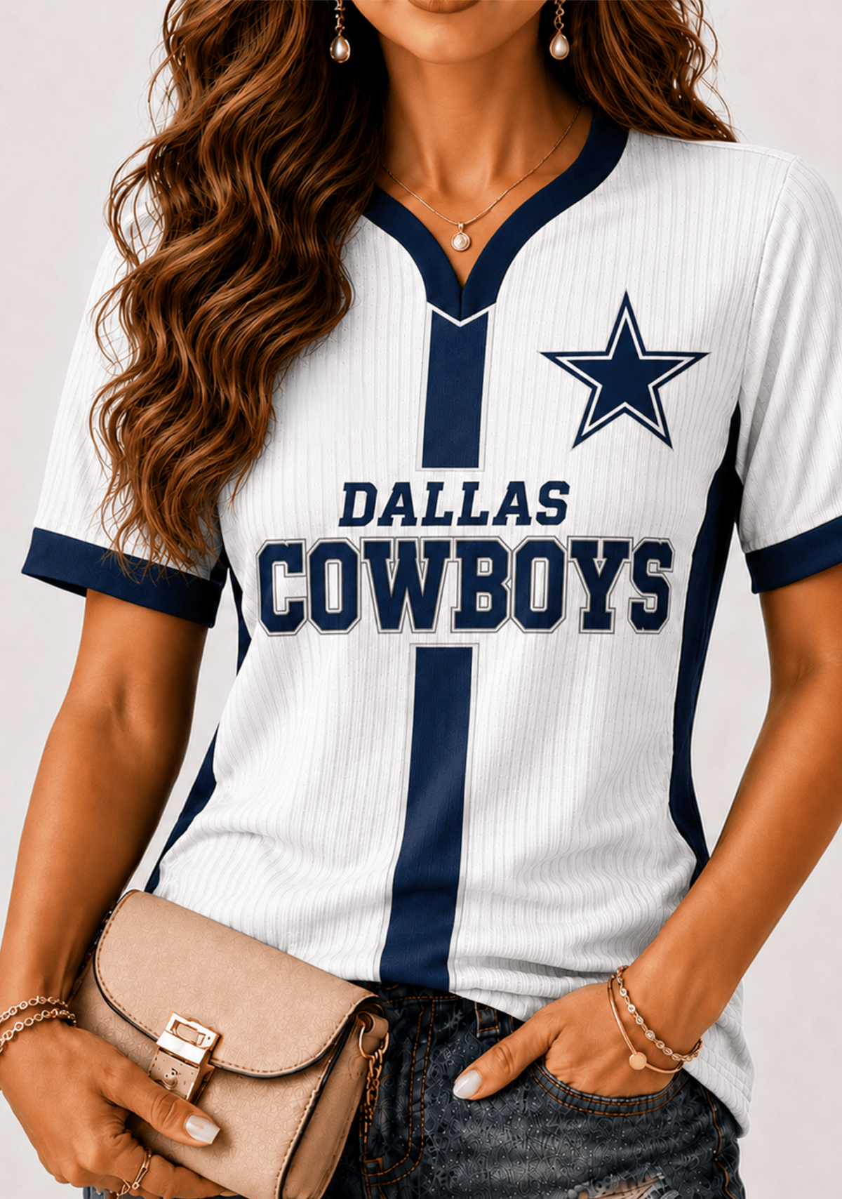 Women Dallas Cowboys Football Team Game‑Day Graphic V‑Neck T‑Shirt Main image